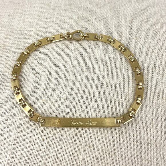 VTG Speidel Gold Tone ID chain link Bracelet Engraved BILLIE Customized 7" USA - Picture 1 of 16